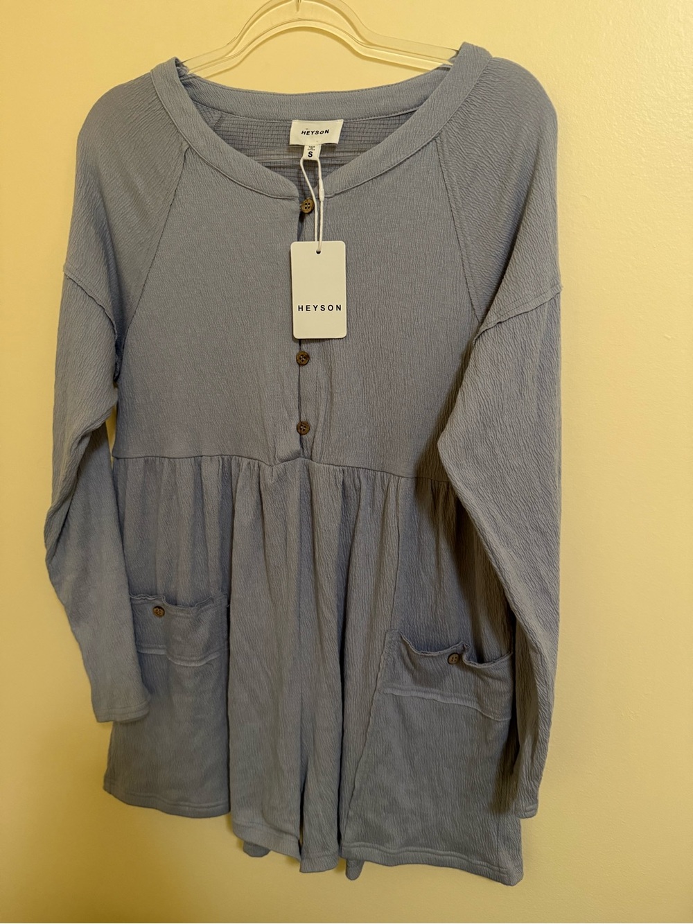 HEYSON Light Blue Long-Sleeve Romper with Button Front